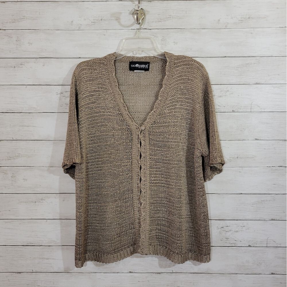 Sag Harbor Women's‎ Open We Knit Cardigan Brown Size Extra Large